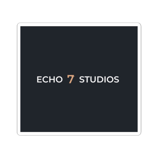 Echo7 Studios Wordmark Sticker — Ivory & Gold on Slate