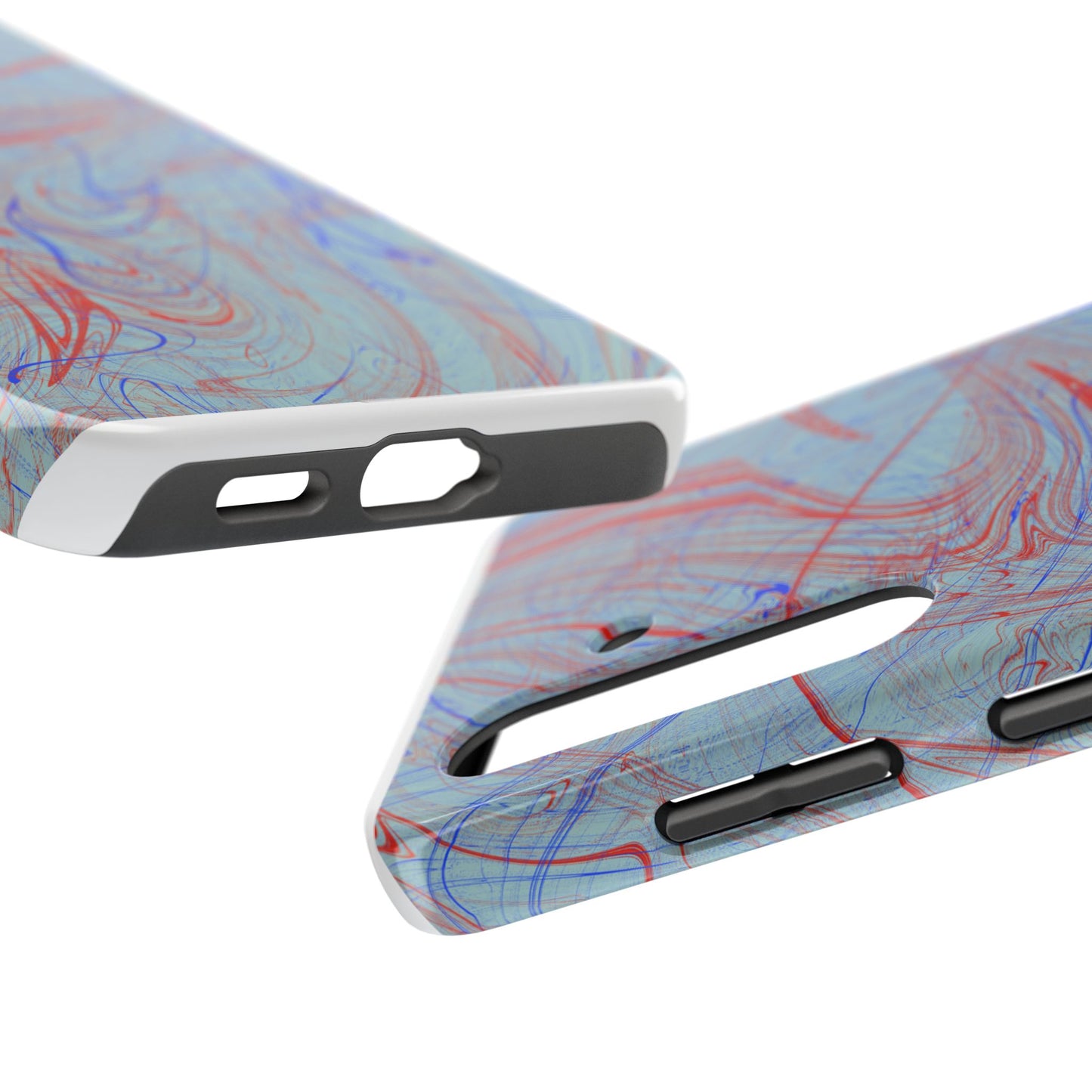 Abstract Liquid Marble Phone Case in Bold Red and Blue | Aesthetic Tech Gift for iPhone 17 | Samsung Galaxy S25 S24 | Oak and Clay Sundries
