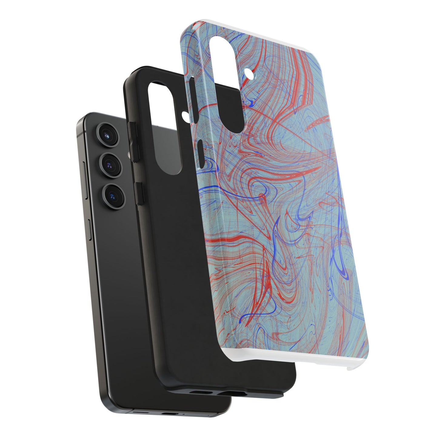 Abstract Liquid Marble Phone Case in Bold Red and Blue | Aesthetic Tech Gift for iPhone 17 | Samsung Galaxy S25 S24 | Oak and Clay Sundries
