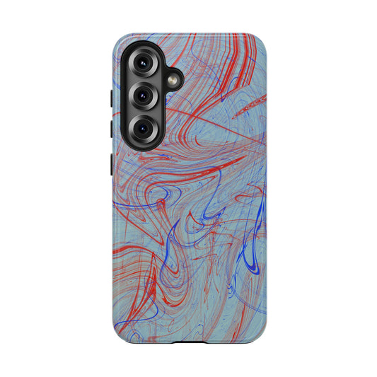 Abstract Liquid Marble Phone Case in Bold Red and Blue | Aesthetic Tech Gift for iPhone 17 | Samsung Galaxy S25 S24 | Oak and Clay Sundries