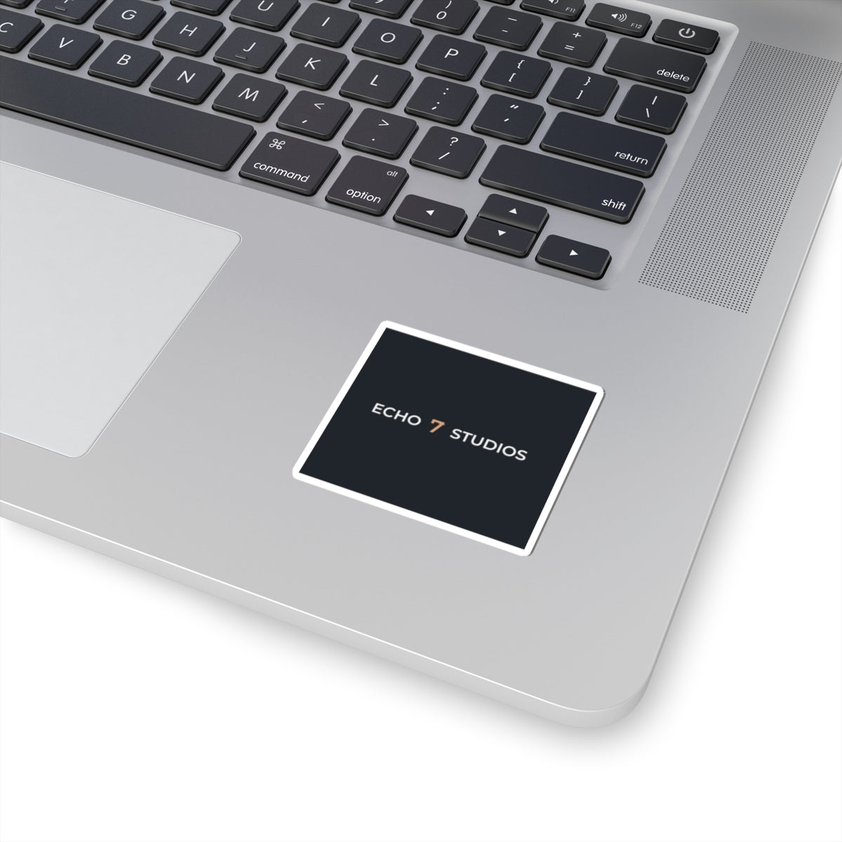 Echo7 Studios Wordmark Sticker — Ivory & Gold on Slate