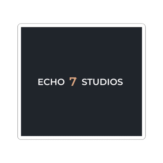 Echo7 Studios Wordmark Sticker — Ivory & Gold on Slate