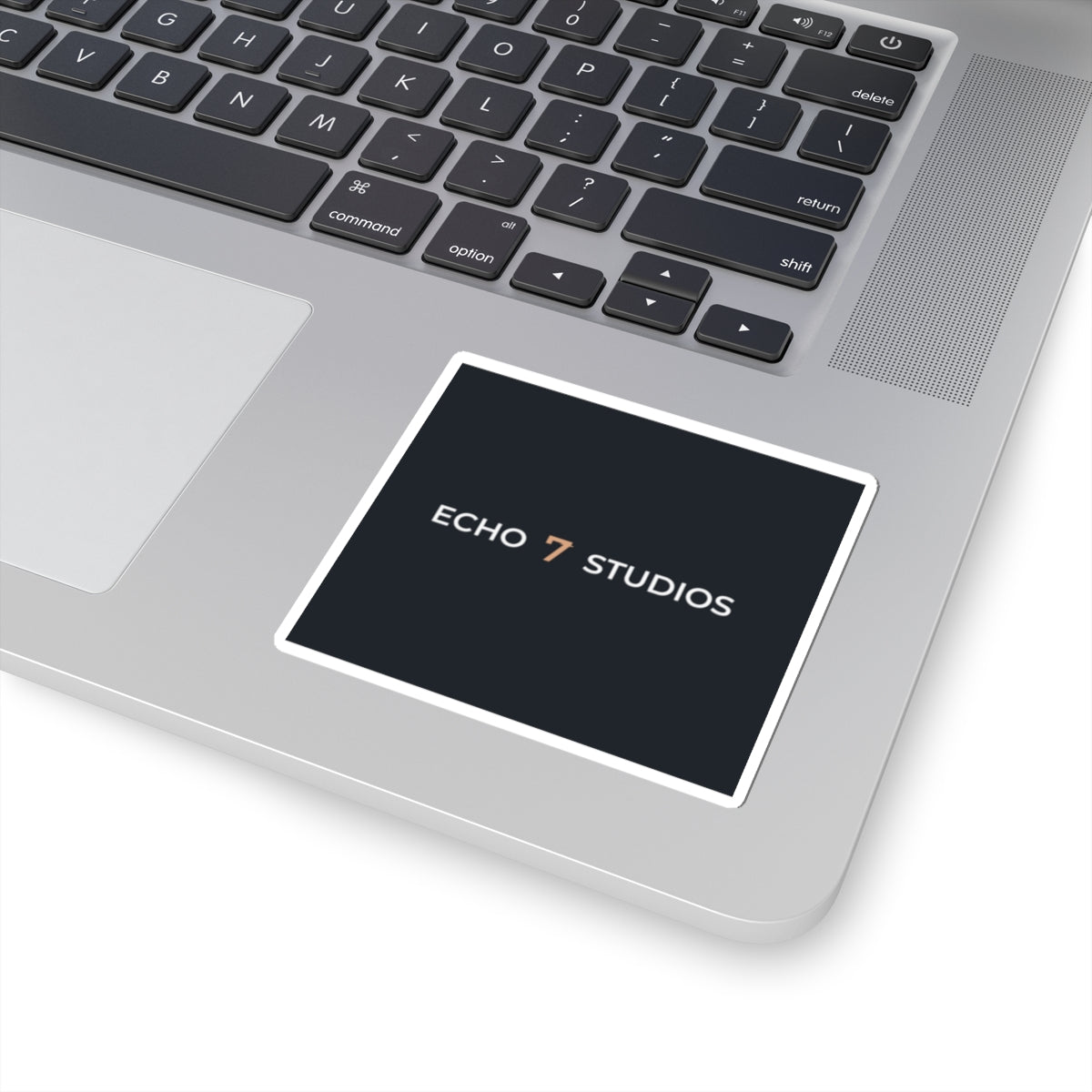 Echo7 Studios Wordmark Sticker — Ivory & Gold on Slate