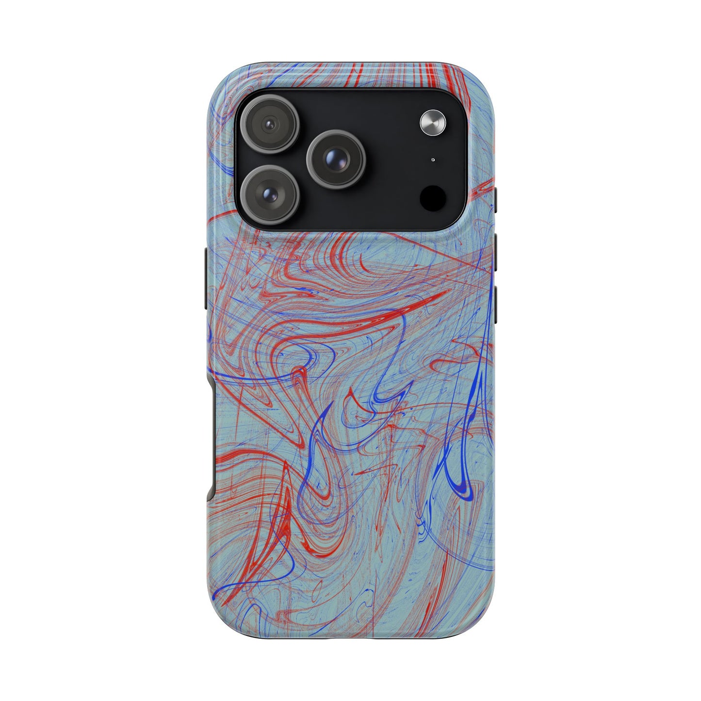 Abstract Liquid Marble Phone Case in Bold Red and Blue | Aesthetic Tech Gift for iPhone 17 | Samsung Galaxy S25 S24 | Oak and Clay Sundries