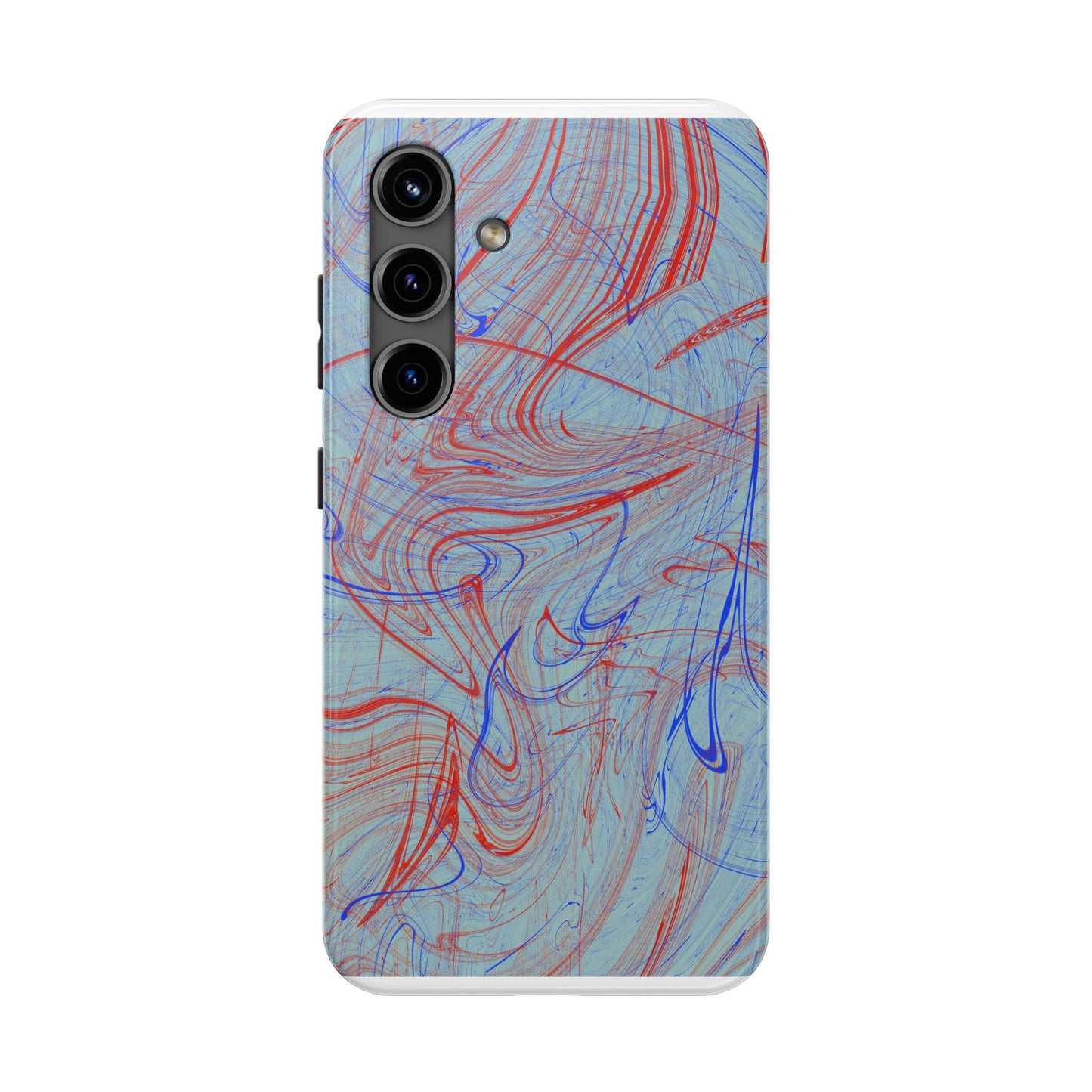 Abstract Liquid Marble Phone Case in Bold Red and Blue | Aesthetic Tech Gift for iPhone 17 | Samsung Galaxy S25 S24 | Oak and Clay Sundries