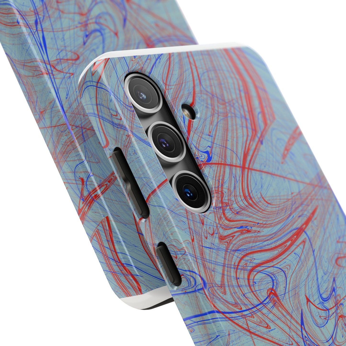 Abstract Liquid Marble Phone Case in Bold Red and Blue | Aesthetic Tech Gift for iPhone 17 | Samsung Galaxy S25 S24 | Oak and Clay Sundries